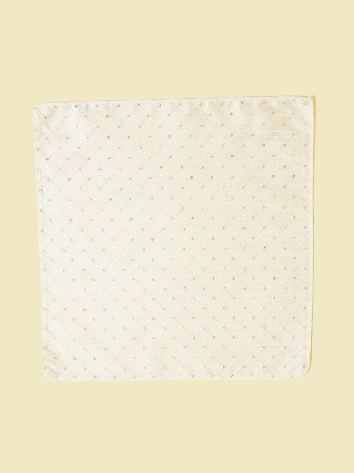 Warm White Grid Patterned Pocket Square image number 1